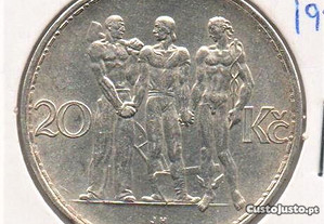 Checoslováquia - 20 Korun 1934 - soberba prata