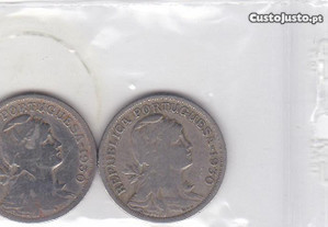 Lote de 2 moedas de $50 centavos alpaca 1930
