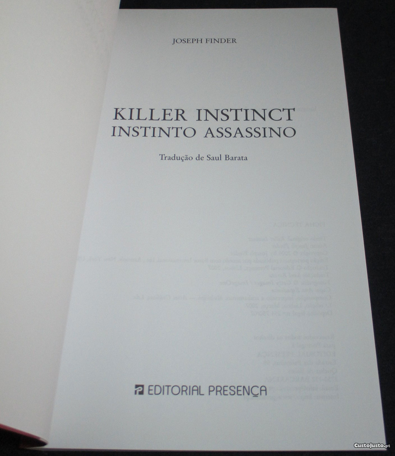 Livro Killer Instintc Instinto Assassino Joseph Finder Livros à Venda Lisboa 38622904