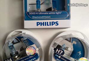 Lâmpadas Halogéneo Philips, H4 H7 W5W, WhiteVision