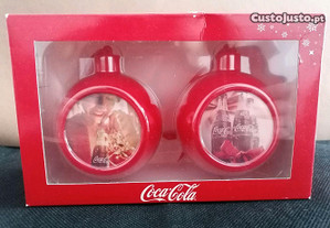 Caixa com 2 bolas de Natal vermelhas da Coca Cola