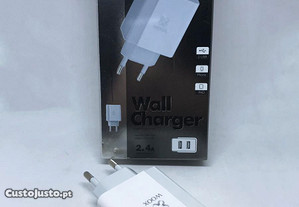 Carregador de parede com 2 USB Fast Charging -2.4A