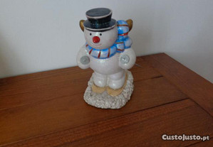 Boneco de neve em cerâmica, decoração Natal