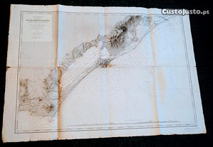 Antigo mapa marinha hidrográfico bacia costa sul França Cap D'Agde Palavas-les-Flots