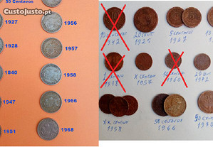 23 moedas antigas Centavos 1927, 1928, 1940, 1947