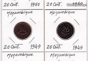 Lote de moedas de 20 centavos Moçambique