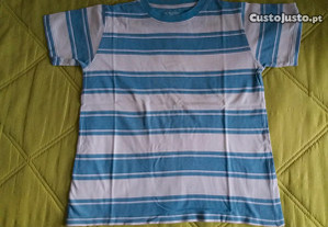 T-Shirt Algodão Azul & Branco Zippy (8 - 9 Anos)