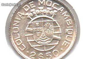 Moçambique - 2,50 Escudos 1951 - soberba prata - rara