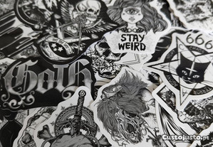 50 Stickers Autocolantes Satan Gticos 666
