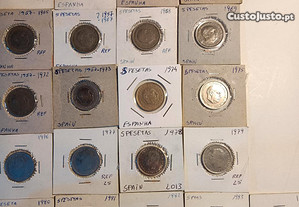 Espanha 33 moedas de 5 pesetas todas datas diferentes