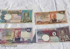 4 notas de angola 1000$00 e de 100$00