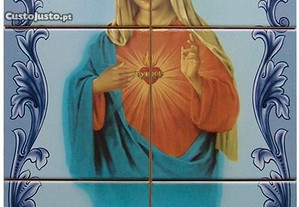 Painel de Azulejos Imagem Sagrado CORAÇÃO de MARIA 45CM x 30CM