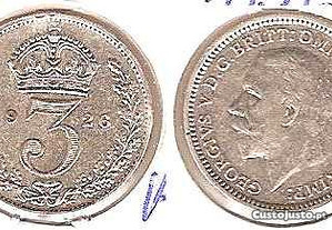Grã-Bretanha - 3 Pence 1926 - bela/soberba prata