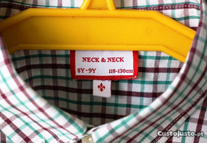 Camisa xadrez bordeaux e verde NECK&NECK tamanho 8-9 anos