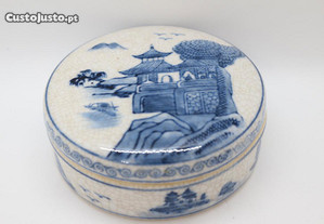 Caixa Porcelana Chinesa Branco Azul Paisagem XX 12