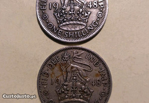 Moedas de 1 Shilling 1948 Inglaterra