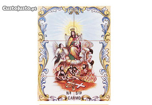 NOVO Painel Azulejos Nossa Senhora do Carmo 45x30cm Quadro Imagem da Santa