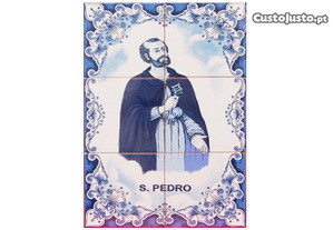 NOVO Painel de Azulejos SÃO PEDRO 45 X30 CM Quadro com Imagem do Santo