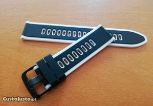 Bracelete 22mm em silicone (Nova) Preta e Branca