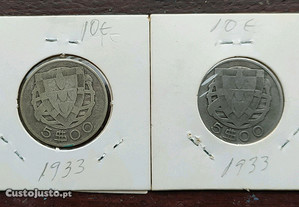 Moedas de 5$00 prata 1933