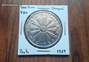 Moeda 1000 Pesos 1969 Uruguai - FAO