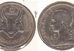 Madagáscar(Colónia francesa) - 5 Francs 1953-bela
