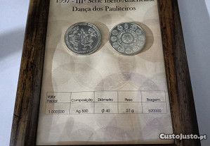 Dança dos Pauliteiros 2 moedas emolduradas