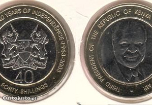 Quénia - 40 Shillings 2003 - soberba bimetálica