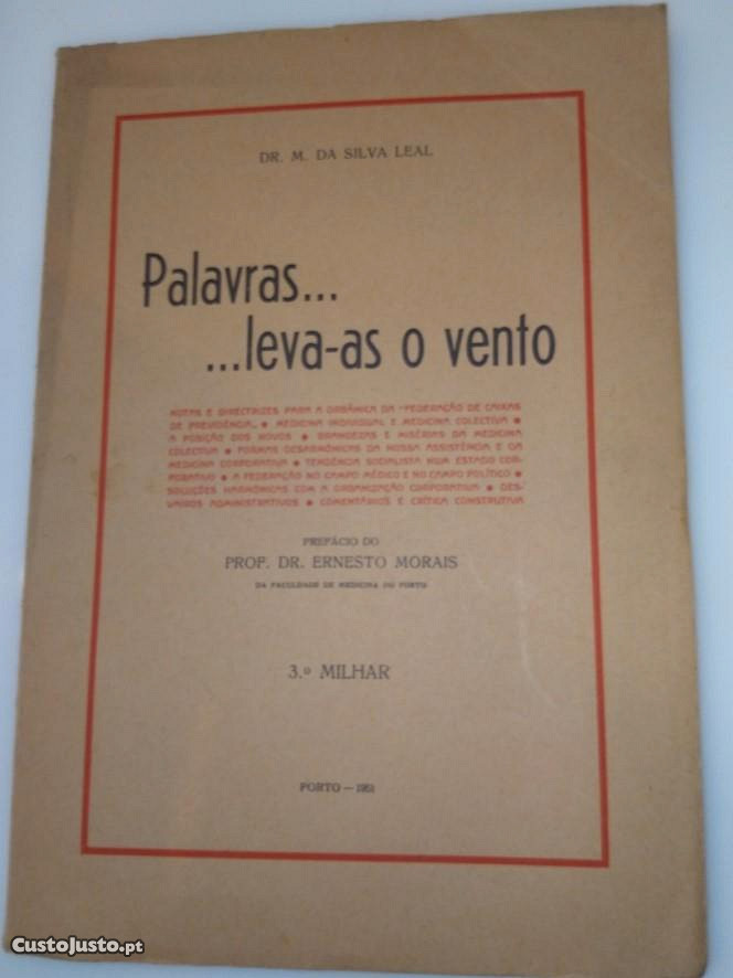 Palavras Leva-as O Vento, Do Dr.m.da Silva Leal, Livros, à venda, Porto, 38796008