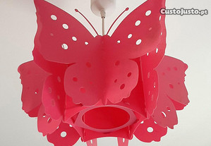 Candeeiro menina borboleta cor rosa