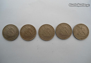 5 moedas de 5 escudos 1980 , 1982 , 1983 , 1984 e 1985