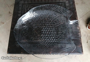 prato grande /travessa em vidro , forma de peixe