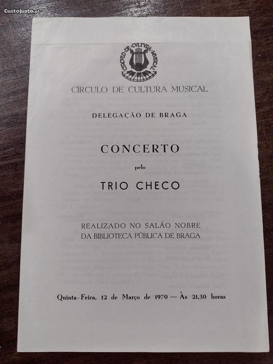 Concerto pelo Trio Checo 1970 Programa