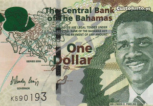 Bahamas - Nota de 1 Dollar 2008 - nova