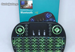Mini teclado com rato wireless bluetooth e luz LED