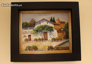 Quadro Original CORTEZ Pintura a óleo sobre tela Casas campestres
