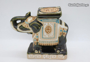Elefante Porcelana Vidrada Chinesa Verde Escuro XX