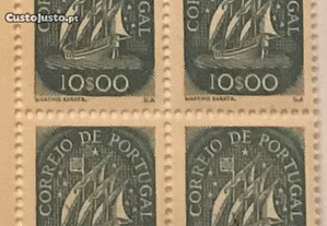 Quadra selos novos Caravela 10$00 - 1943