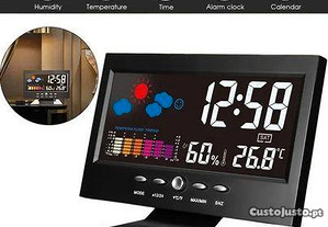 Tela colorida digital estação meteorológica interna despertador hora/data/alarme/temp/umidade etc.