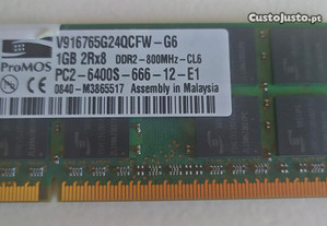 Memória RAM 1Gb DDR2 800 Mhz