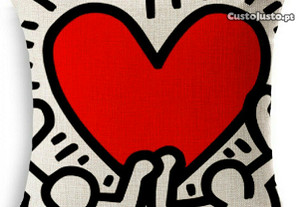 Capa de Almofada Decorativa c/ 45cmx45cm: Desenho POP ART Keith Haring