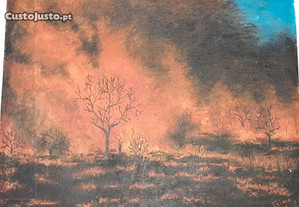 Quadro da queimada em Angola - óleo sobre tela