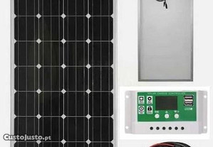 Kit Painel Solar Mono 120W a 200W Cont. Carga Solar 30A Par Cabos MC4