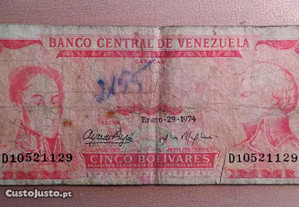 nota 5 bolivares banco central venezuela