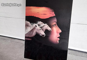 Quadro Poster Mulher Cavalos
