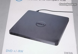 Leitor/gravador DVD USB externo Dell DW316 NOVO
