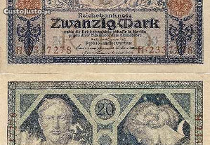 Alemanha(Império) - Nota de 20 Mark 1915 - nova