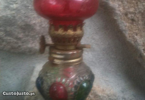 Mini candeeiro a petroleo antigo em vidro 12cm