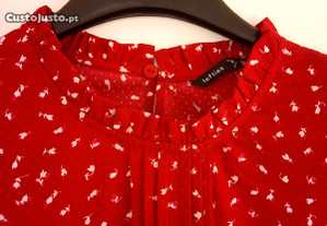 Blusa vermelha com flores - Lefties - Tamanho L