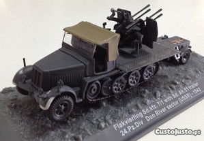 Miniatura 1:72 Tanque/Blindado/Panzer/Carro Combate Flakvierling Sd.Kfz. 7/1+Trailer Sd. Ah. 51